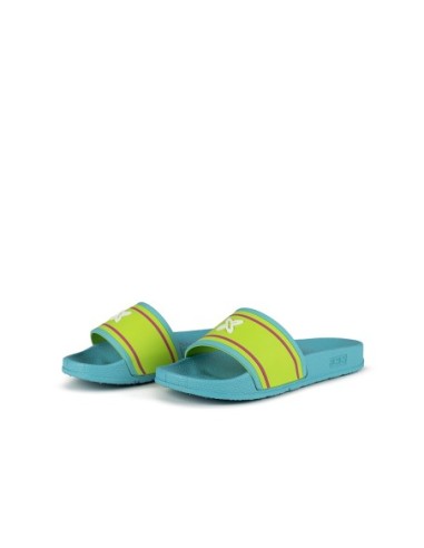 Zapatilla munich flat slider multistripe kid 09 8838009 color turquesa